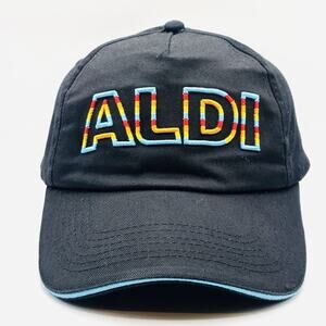 Aldi Grocery Store Employee Neon Cap Hat Black Adjustable Embroidered Logo
